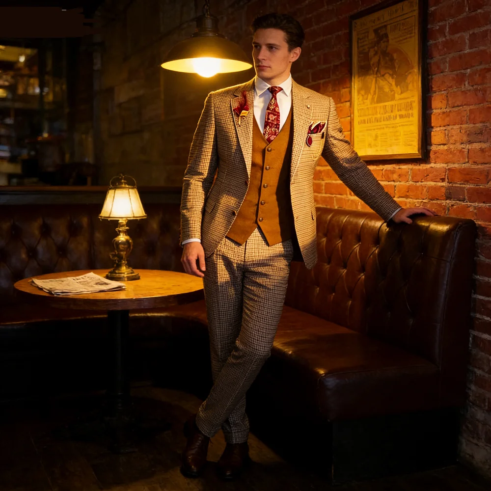 Abito da uomo slim in due pezzi rosa, risvolto con tacca, monopetto, business casual, abito da sposa, giacca e pantaloni, moda estiva