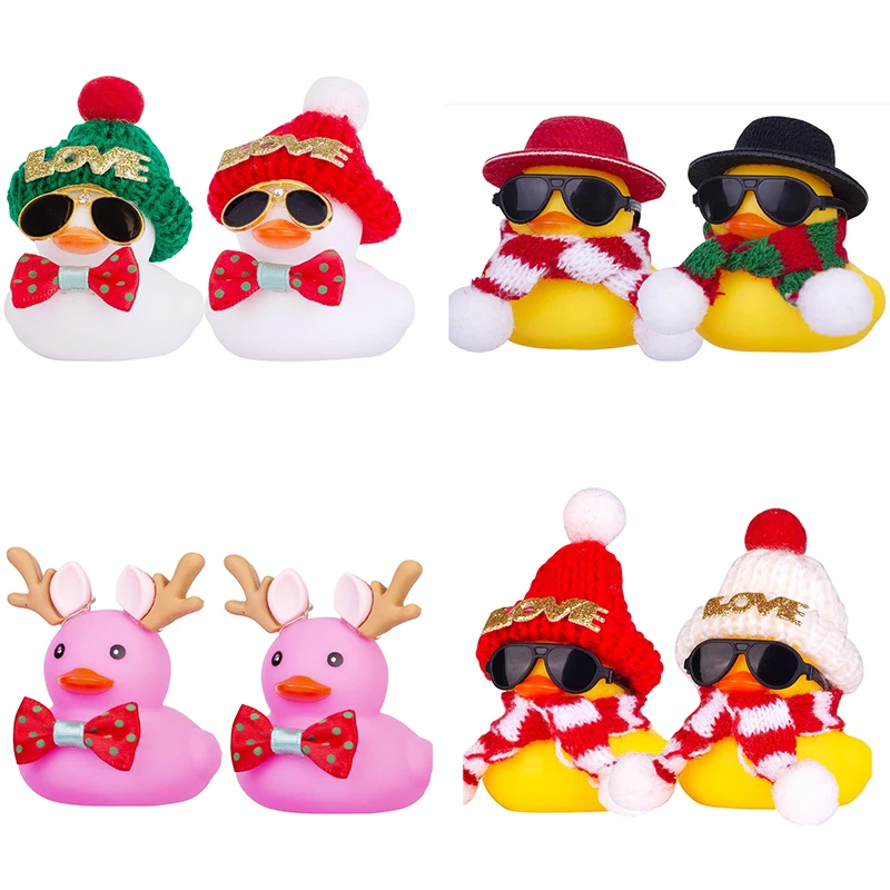 2 Set Car Rubber Duck, Cute Winter Duck Car Dashboard Decorations for Car Ornaments Accessories