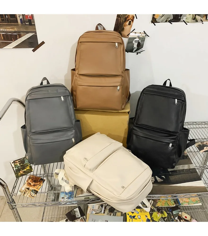 Niche solid color simple and versatile travel schoolbag for women's new junior high school and high school students