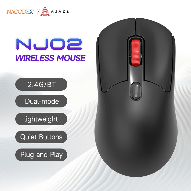 AJAZZ NJ02 draadloze gamingmuis, 2.4G/Bluetooth, resolutie 800-1200-1600 DPI