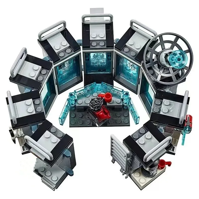 In Stock Marvels Avengers Super Heroes Iron Man Hall of Armour Robot Hall FIT 76125 Model Building Blocks Bricks Gift Toy
