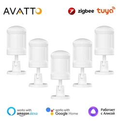 AVATTO-Sensor de movimiento Zigbee PIR, Detector de movimiento inteligente, Sensor de cuerpo humano, aplicación de vida, trabajo inalámbrico para Alexa y Google Home