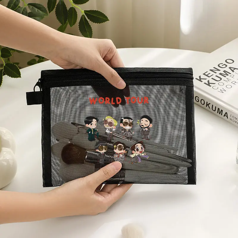 Makeup Bag Arirang World Tour with A Zipper Spacious Storage Pouch Travel and An Ideal Vacation Mesh Bags Kpop Fan Gift