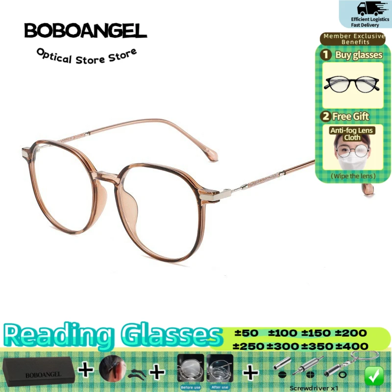 

BOBOANGEL Fashion High Quality Anti Blue Light Progressive Optical Eyeware Simple Round Frame Women Myopia Prescription Glasses
