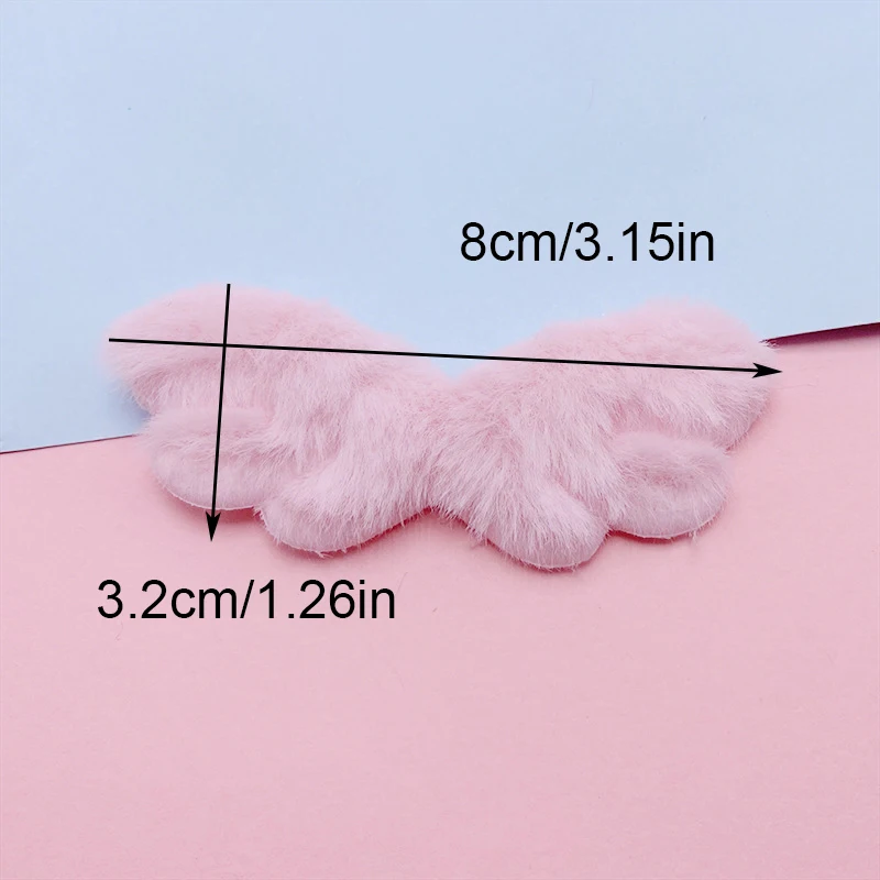 42Pcs 8*3.2CM Furry Felt Angel Wing Padded Appliques For DIY Hair Clip Accessories Garment Headwear Bag Decoration Patches