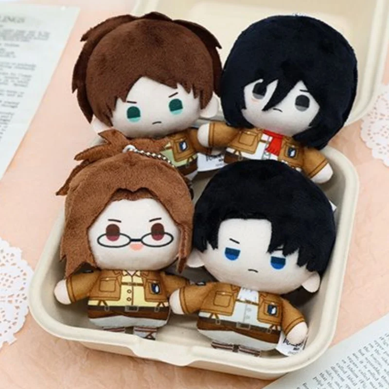 Authentic Official Item Attack On Titan Eren Jaeger Mikasa Ackerman Stand Posture Plush Doll Keychain Photo Props Festival Gift