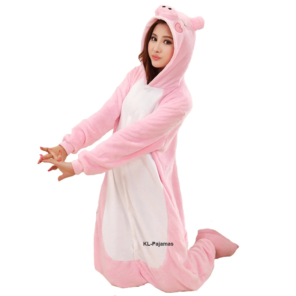 Pig Cosplay Costume Animal Pijama Kigurumi Onesies For Adults Women Full Body Pyjama One-Piece Pajamas Funny Cartoon Jumpsuit