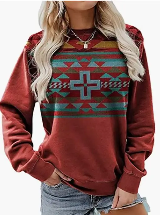 Women Round Neck Sweatshirts Fashion 3d Print Retro Ethnic Style Girls Oversized Tracksuits Pullover Girls Long sleeves Clothing