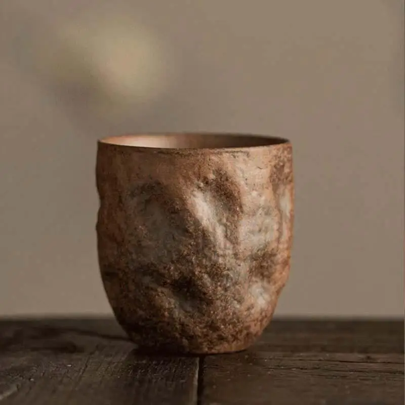 

Rock mine hand kneading cup teacup wabi-sabi wind tea cup creative coarse pottery tea set single master kung fu tea