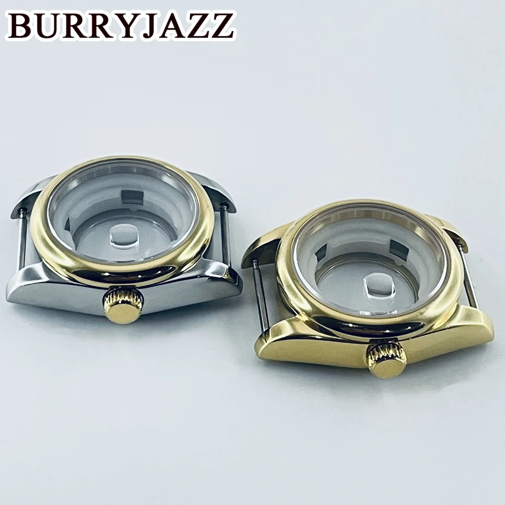 BURRYJAZZ 31mm NH05 NH06 Watch Case Gold Stainless Steel Case With Sapphire Crysta Waterproof