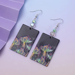 New Fashion Twilight Relievo Print Acrylic Dangle Drop Earrings For Women Vintage Style Pigeon Bird Pattern Hot Selling Jewelry