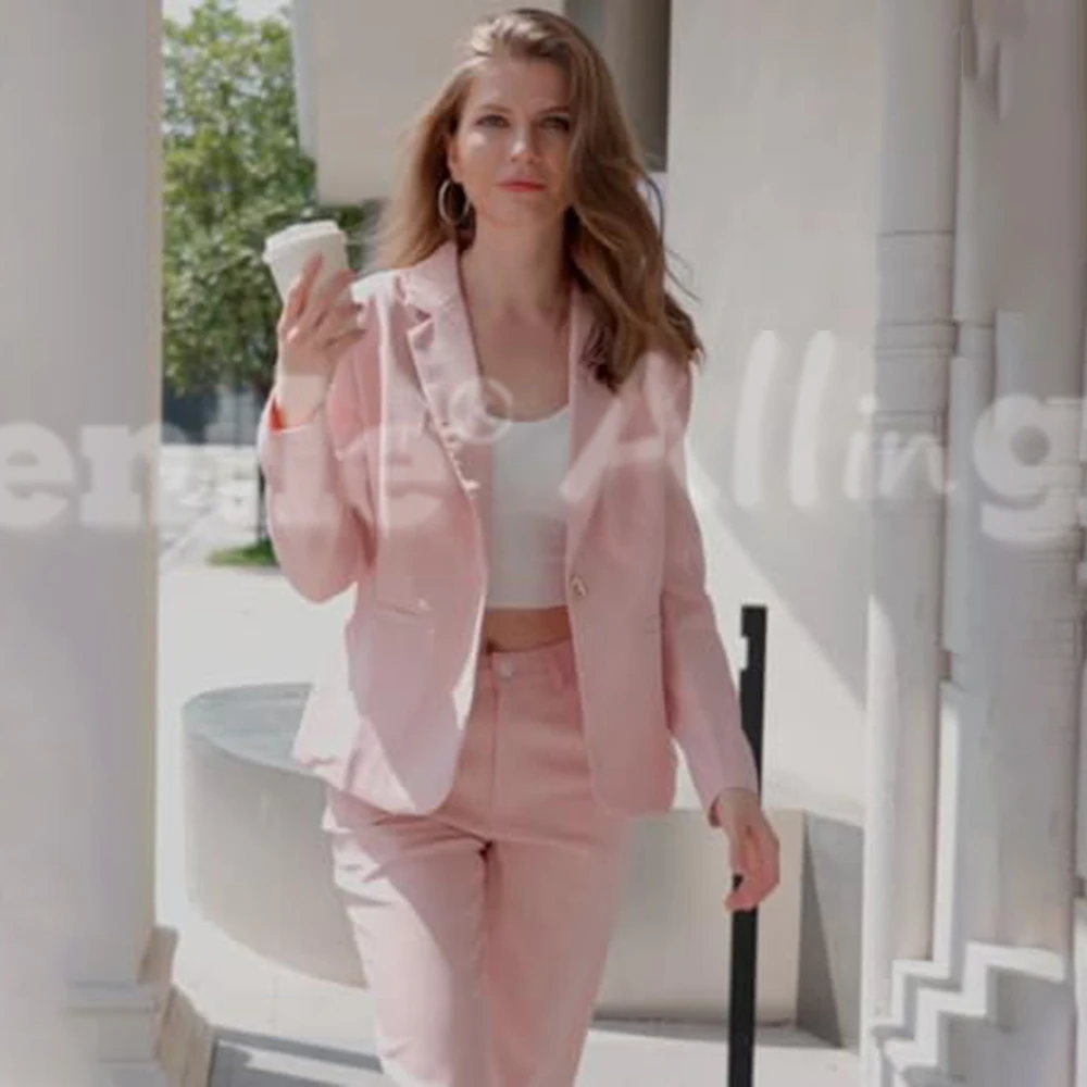 Women's 2 Piece Suit One Button Business Suit Casual Office Work Outfits Blazer Pants Set Suits Customized