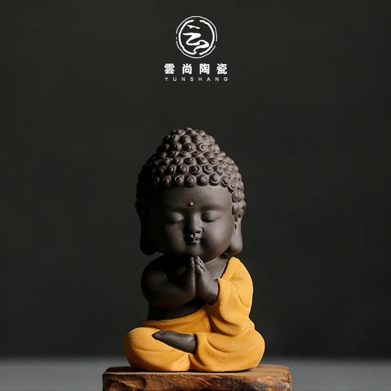 Small Buddha tea pet Ornaments Buddha ceramic purple sand tea tray accessories tea ceremony tea play ornaments