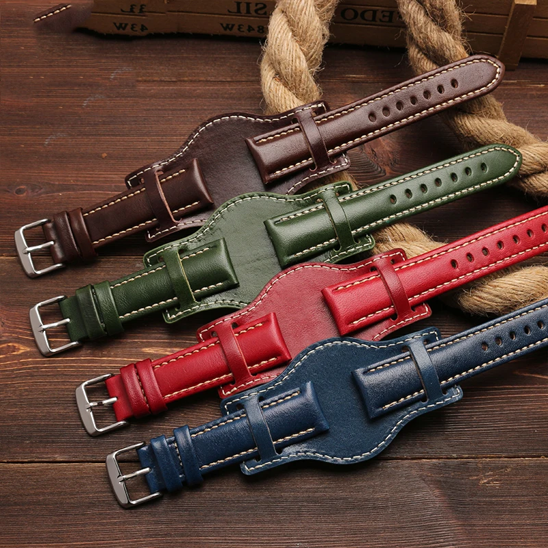 

Cowhide Bracelet 18mm 20mm 21mm 22mm watch strap mens watchband With mat wristwatches Women's band handmade cowhide belt