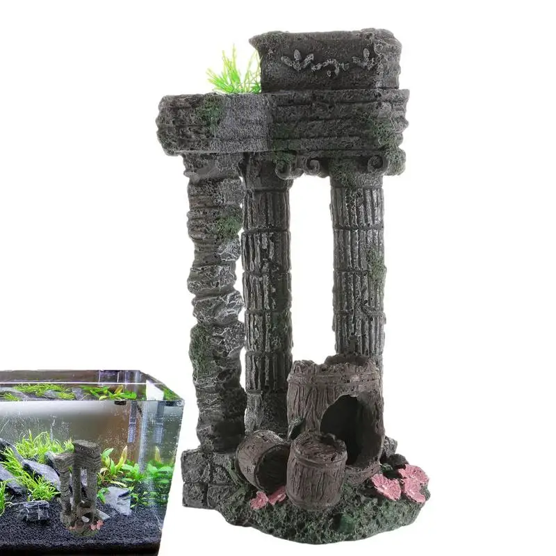 Aquarium Fish Tank Square Rome Stone Pillars Resin Manual Stone Decoration Retro Landscaping For Aquarium Fish Tank 1pcs