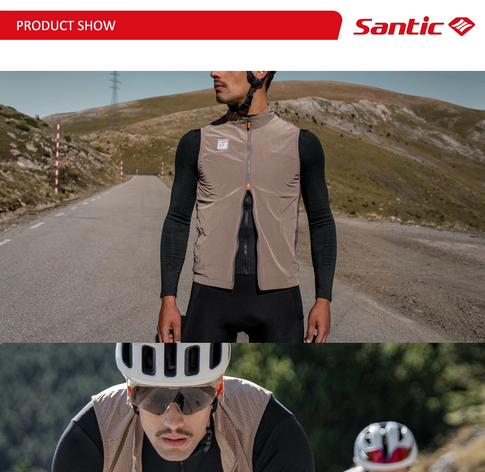 Santic Herren-Fahrradweste, winddicht, leicht, Fahrradweste, ärmellos, Fahrradbekleidung für Damen und Herren, WZ24C07048 – Detail 9