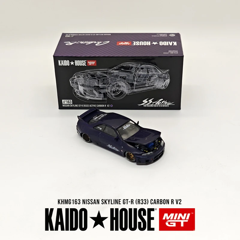 KAIDO HOUSE 1:64 KHMG163 GT‑R (R33) Carbon R V2  RHD Purple Carbon Fiber Texture Body Diecast Model Car