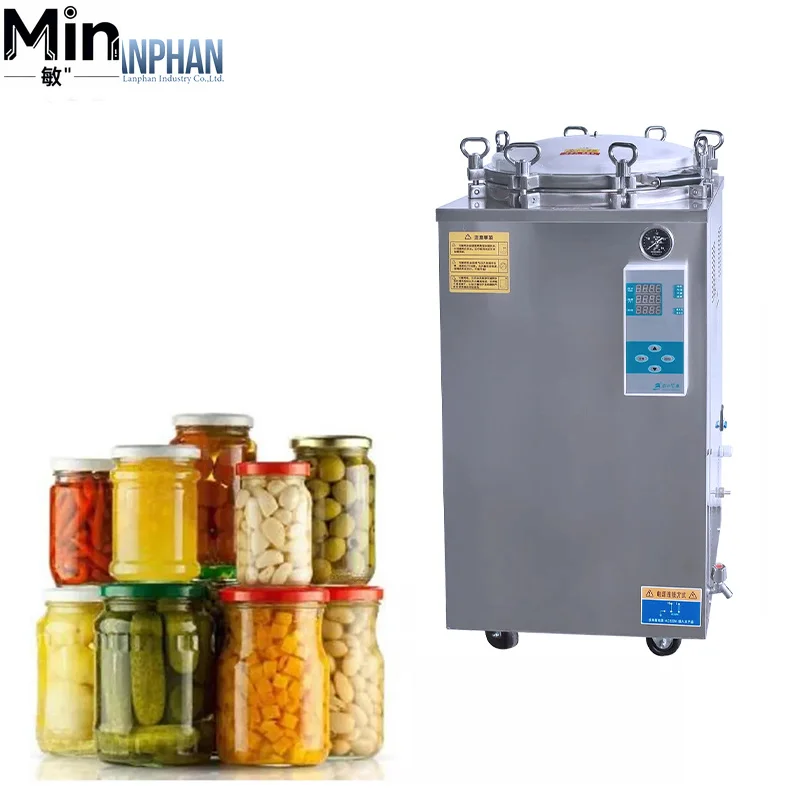 35L 50L 100L 150L Commercial Vertical High Pressure Steam Autoclave SUS304 Food Retort Sterilizer Tank Digital Temperature