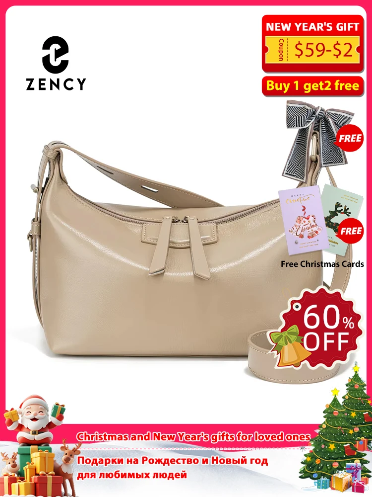 

Zency Shoulder Bag Crossbody For Women 2025 Winter Large Capacity Commute Bag Apricot Charming Hobo Bag Leather Genuine Sac