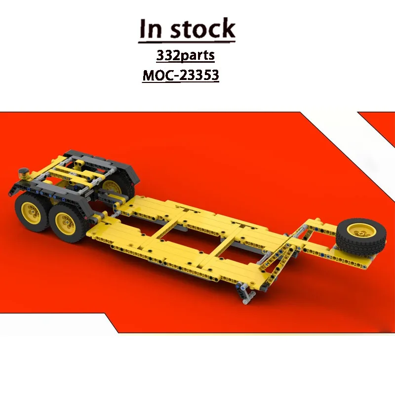 

MOC-23353 New Yellow C-Type Flatbed Trailer Building Block Model 332 Parts Creative Boys Children's Birthday Christmas Toy Gift