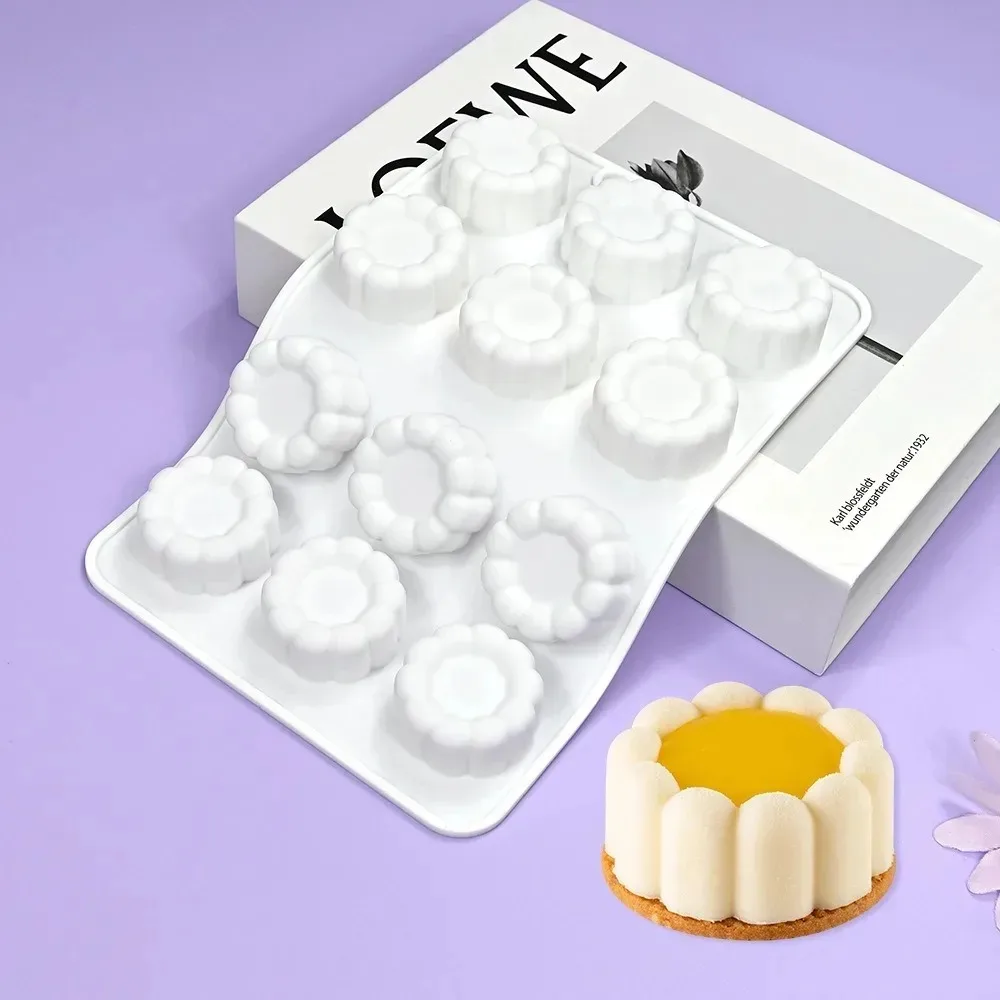 قوالب السيليكون للخبز، قوالب كعكة موس الشوكولاتة على شكل قلب زهرة، أكواب حلوى المعجنات القابلة لإعادة الاستخدام، كعكة الزفاف