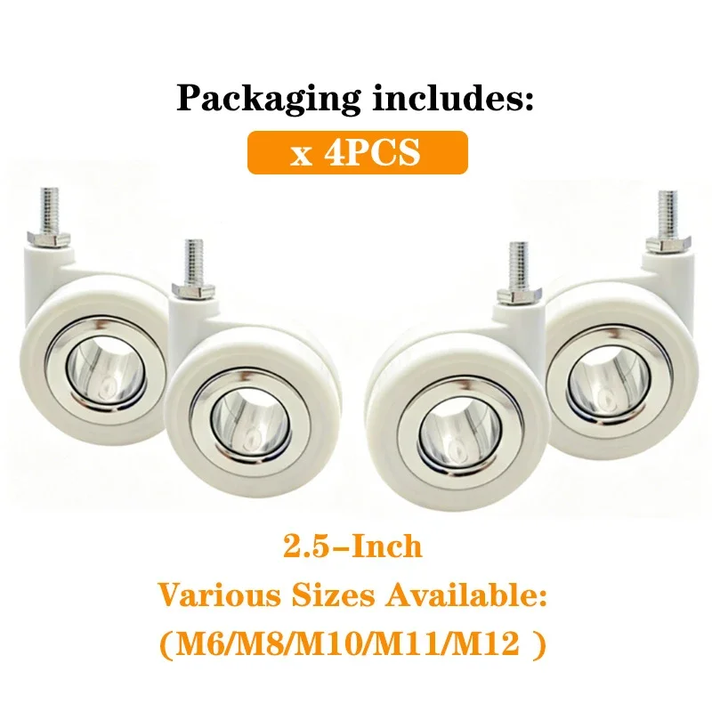 4Pcs 2.5 Inch Premium Silent Hollow Swivel Casters , Heavy Duty No Noise Wheels for Office Chair, Furniture & Utility Carts