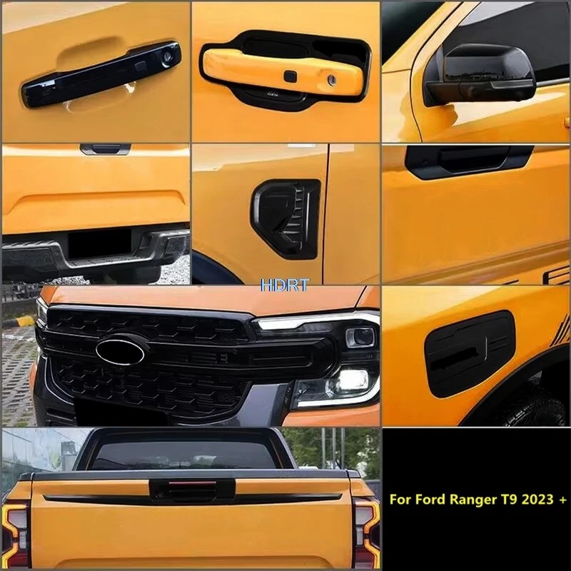 

Car Styling Front Racing Grille Mesh Door Handle Bowl Rear View Mirror Leaf Side Mark Fuel Tank Trim For Ford Ranger T9 2023 +