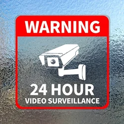1pc Video Surveillance Car Stickers Sunscreen Vinyl Decals 24-hour Camera Warning Auto Window Decor Waterproof Accessories
