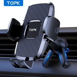 TOPK soporte moviles para el coche, base de aluminio para iPhone 15, 14, 13, 12, 11 Pro Max