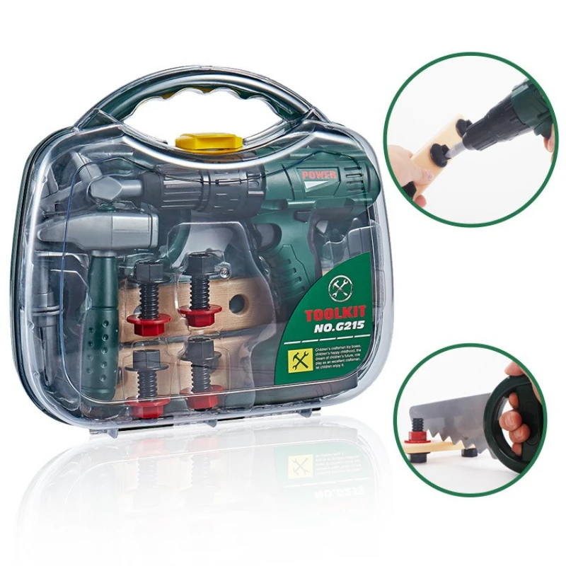 Outil de réparation créatif, ensemble d'outils d'entretien, boîte à outils, jouet de jeu de simulation, outil de jardin à domicile, perceuse électrique, ensemble de marteau de scie, cadeau pour enfants garçons