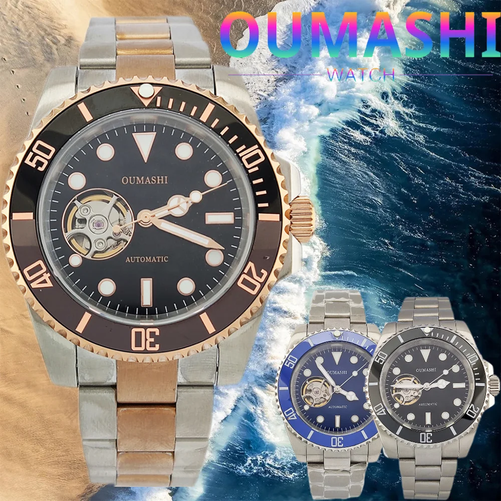 5 color 40.5MM diving case NH38 automatic Men's watch Hollow dial dial sapphire glass luminous automatic watch NH38 movement