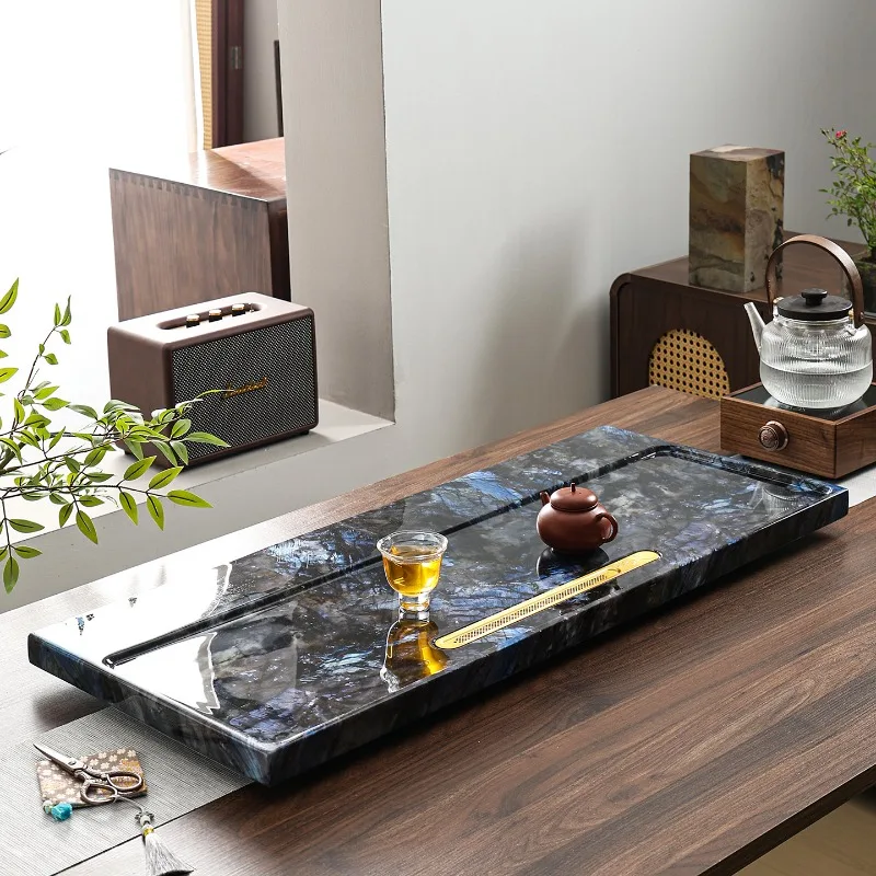 Marble Glass Tea Tray Pot Office Table Accessories Ceremony Drainage Luxury Tea Tray Hospitality Desk Bandejas Home Products view 3