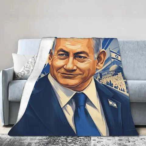 Benjamin Netanyahu Bibi Blanket Coral Fleece Plush Decoration Warm Throw Blanket for Home Outdoor Plush Thin Quilt