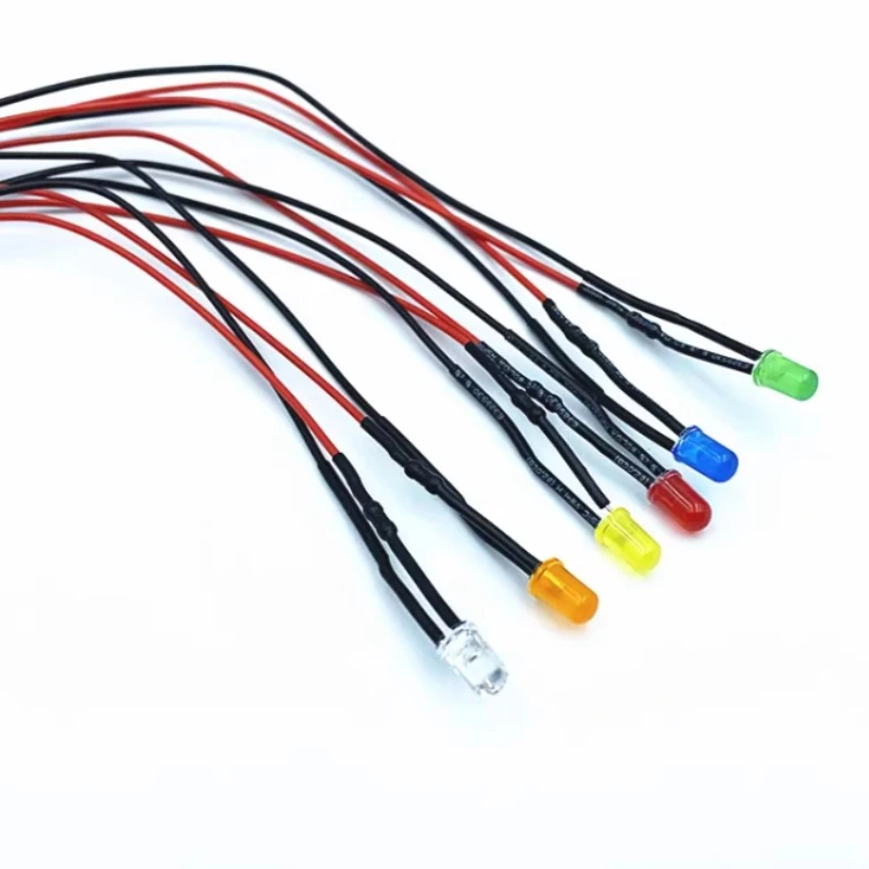 10pcs 3mm 5mm Round Led Diode DC5V 12V 24V Pre-Wired Water Clear Light Emitting Diodes Green Blue Red White Yellow UV RGB