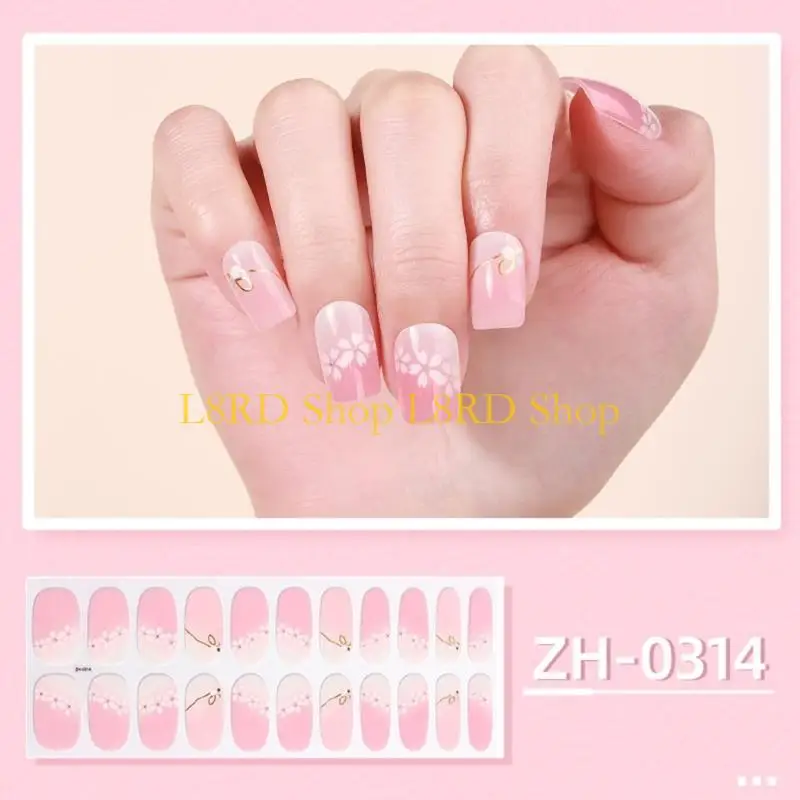 L8RD 1Set Full Cover Art Stickers Art Wraps Nails Polish Strips with File for Womens DIY Art Decorations