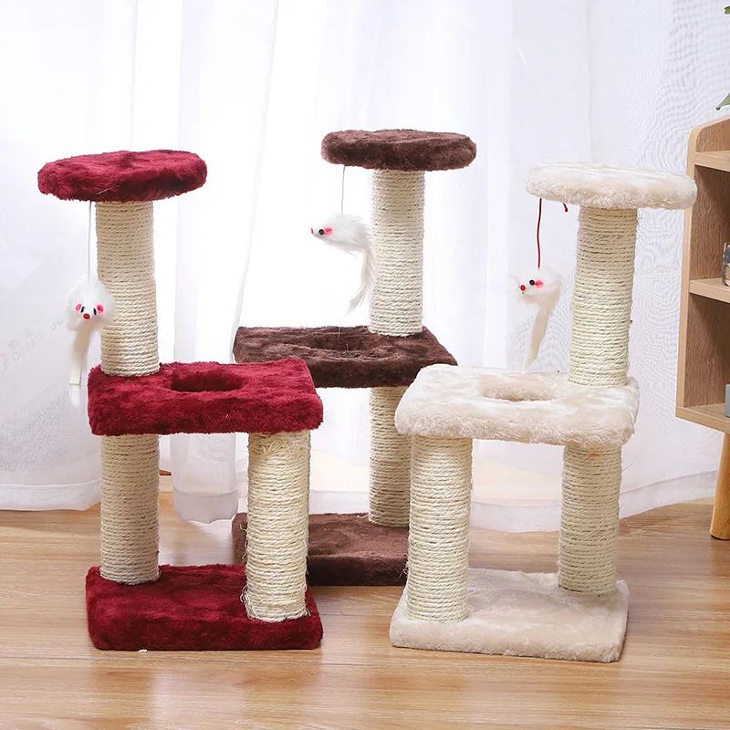 Cat climbing frame manufacturer's popular small leather Taobao sisal three column three-layer square plate medium-sized simple c