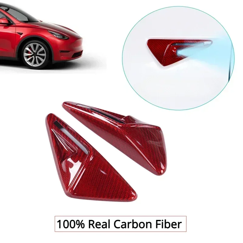 

Side Camera Cover Sticker for Tesla Model 3/Y/S/X/3+ 2021-2024 Real Dry Carbon Fiber Leaf Board 3K 240G Handmade Car Accessories