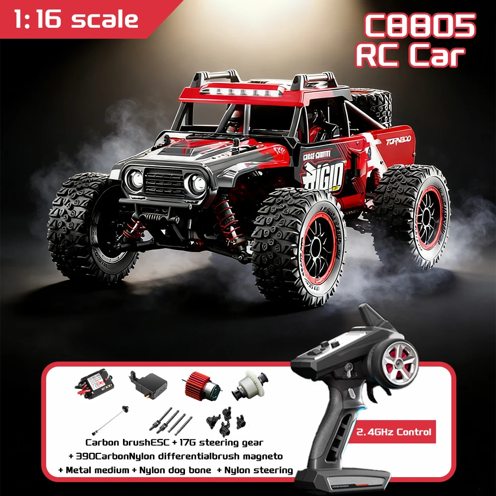 Rosso C8805 RC Auto 2.4G Telecomando Racing Drift Car Scala 1:16 4WD 70 KPH Ad Alta Velocità Fuoristrada Camion Giocattoli Regali per Ragazzi Adulti