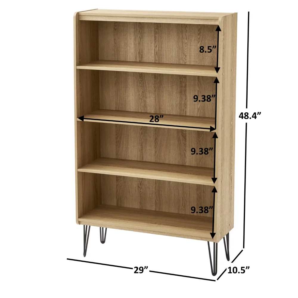 2023 New Mainstays Hairpin 4-Shelf Bookcase