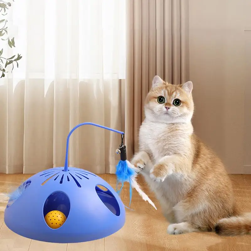 3 In 1 Interactive Cat Toy Anti-Slip Kitty Toy With Feather Wand Pet Exercise Toys With 2 Modes For Study Room Cat House Living