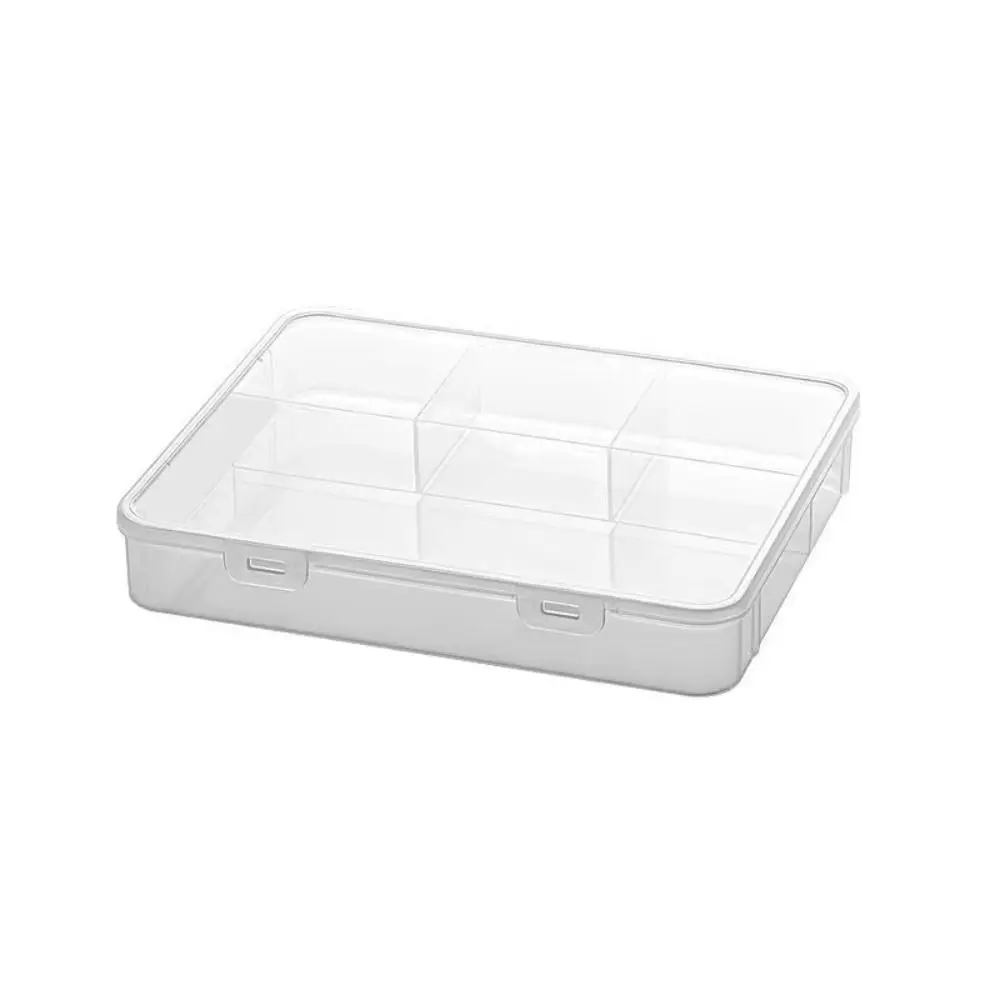 Transparent Plastic Storage Box Dustproof 4 Grid Divided Storage Box Divided Design Desktop Use Organizer Case Office Organizing