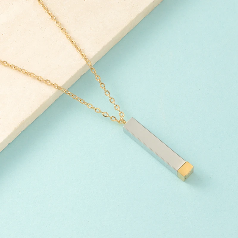 Fnixtar 10 Stück versteckte Anhänger-Charms, hochglanzpoliert, Edelstahl, quadratisch, Würfelstange für DIY-Halskette, Schmuck, Freunde, Liebhaber – Detail 17
