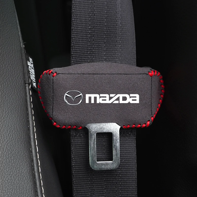 Universal Car Seat Belt Buckle Clip Protector leather Interior Button Case Anti-Scratch Cover Safety Accessories For Mazda 3 6