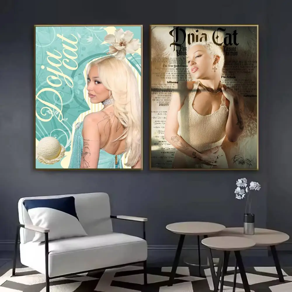 Newly Pop Rapper D-Doja Cat Single Poster Waterproof Sticky Wall Art Print For Bedroom Living Room Hallway Bar Home Decor