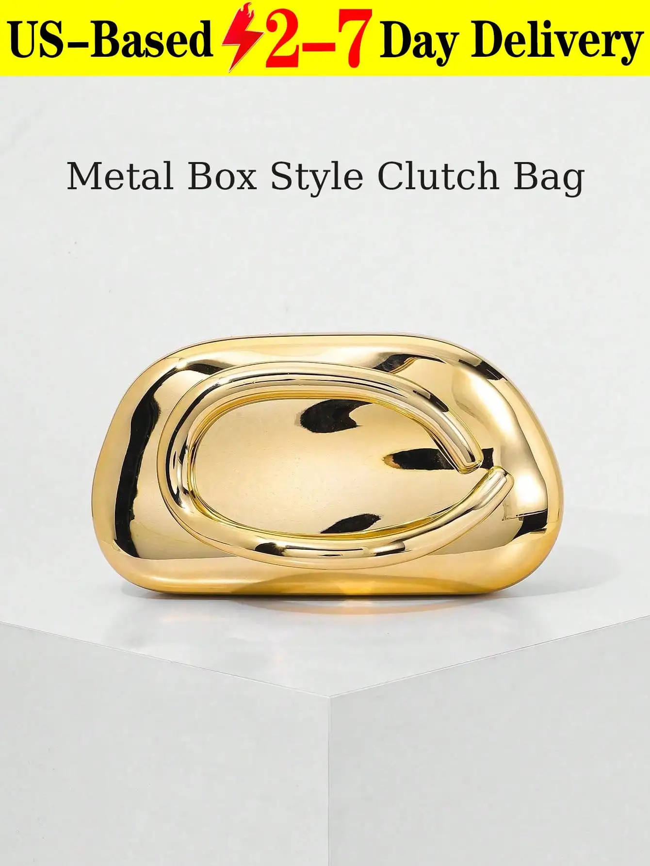 

[US-Based Shipping] Vintage Metal Box Clutch - Chain Crossbody Evening Bag for Party/Wedding/Prom