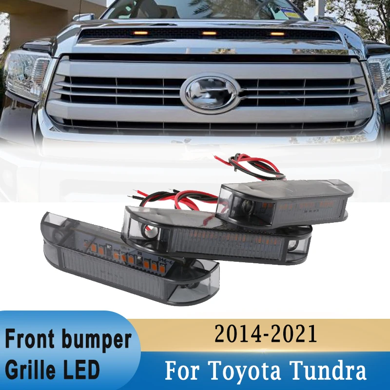 

3 шт. светодиодный светильник на передней решетке для Toyota Tundra TRD Pro Crew Cab 2014-2021, янтарный светильник на решетке, декоративный светильник DRL, водонепроницаемый IP67