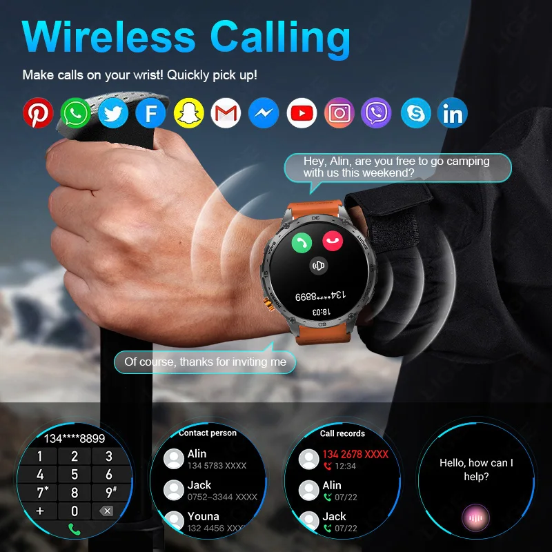 2025New For XIAOMI 730mAh Outdoor Smart Watch 466*466 AMOLED Screen Heart Rate Bluetooth Call 3ATM Waterproof Man Smart Bracelet