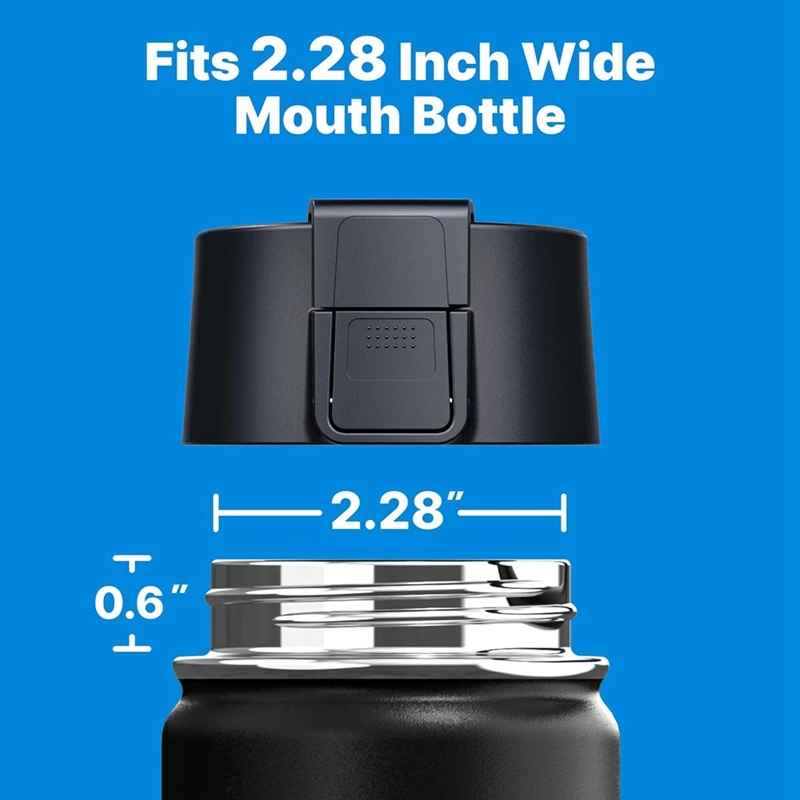 Auto Flip Replacement Lid For Hydroflask 12 16 18 20 32 40 64Oz Wide Mouth Bottles, Replacement Lid Cap With Button Lock