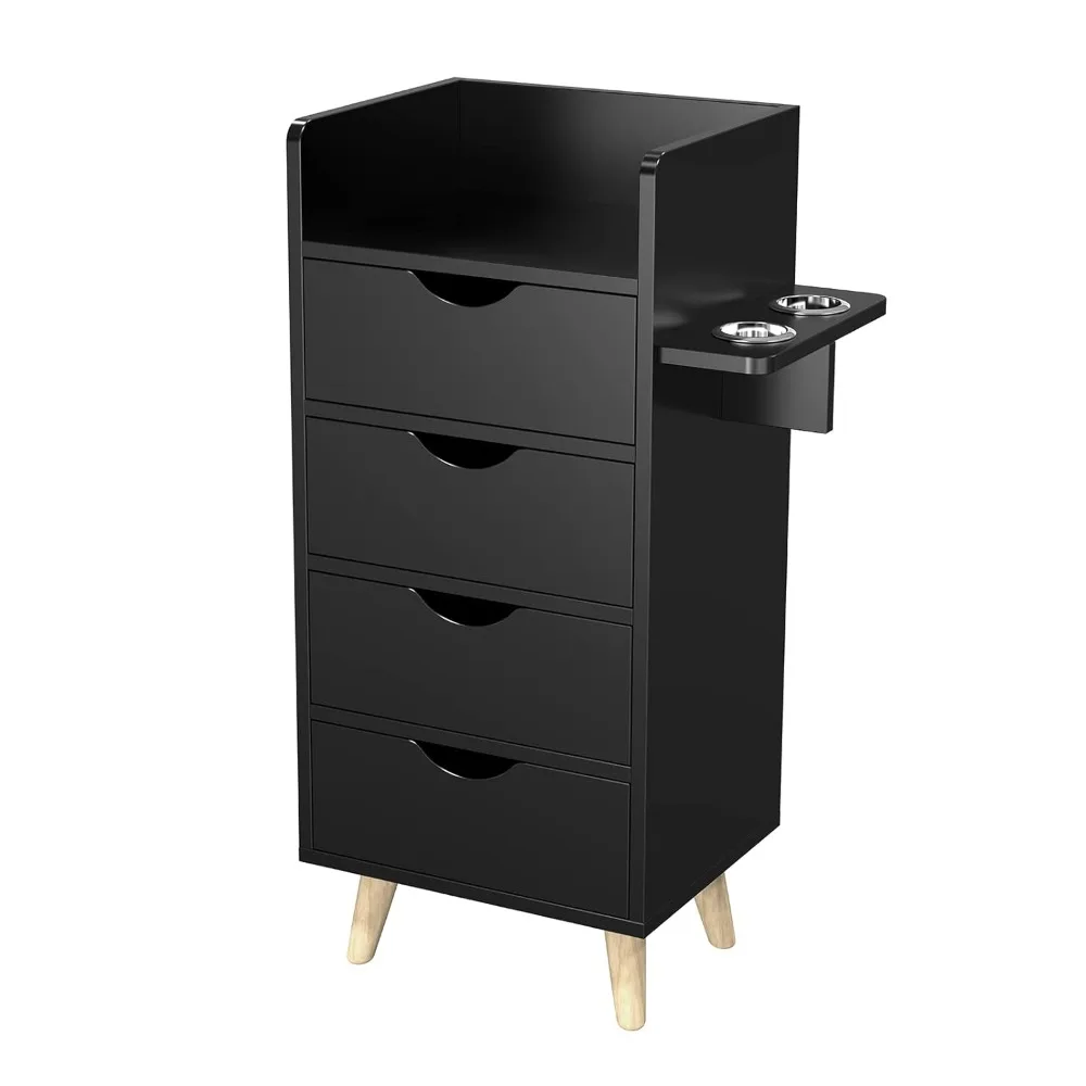 

4 -Layer Salon Storage Cabinet,Hair Stylist Station Set with 2 Hair Dryer Holders，4 Drawers and Raised Table Legs