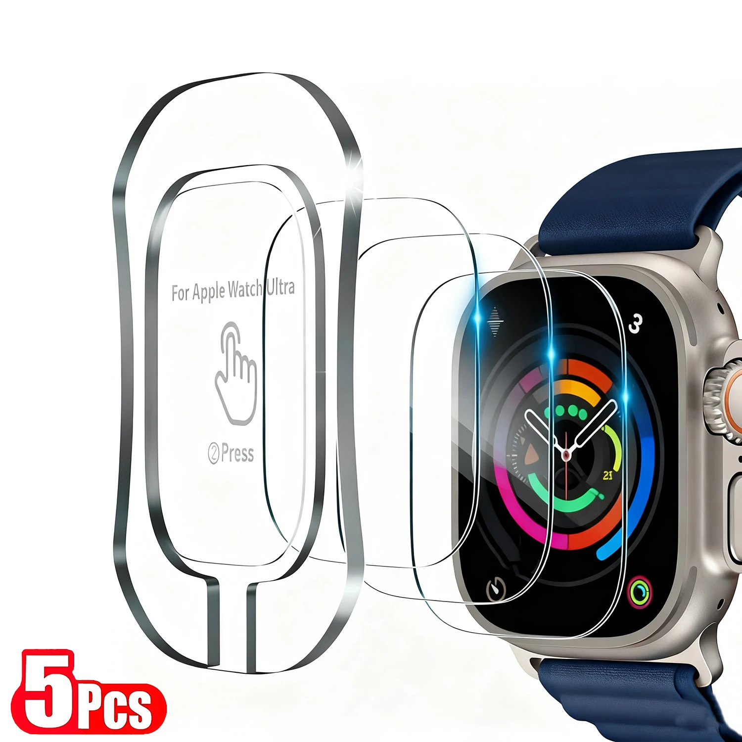  Gehärtetes Glas für Apple Watch Ultra 1 2 49 mm, kratzfester Displayschutz, IWatch Ultra Seconds Installation, Schutzfolie